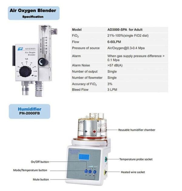 HFNC Adult HFNC (High Flow Nasal Cannula) Without air Compressor