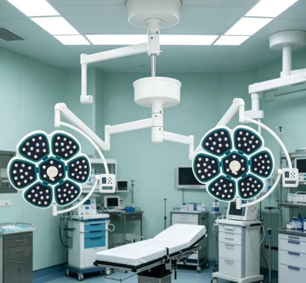 Main-01 SRC-H6+6 Ceiling Double Head LED Operating Lamp Adjustable Brightness Color Temp Hospital Shadowless Surgical Light