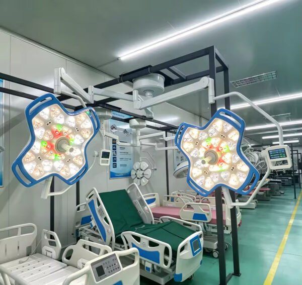 YDE700/700 Ceiling Dual Cross LED Surgical Lamp Electronic Focus Adjustable Color Temp Hospital Operating Light