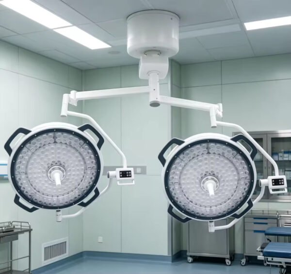 SR900+800D Ceiling Dual Round LED Operating Light 20-Step Auto Dimming Hospital Surgical Lamp
