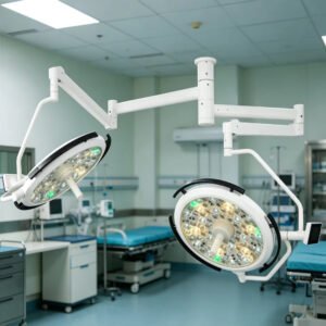 SR-H6D Ceiling Dual 660mm Round LED Surgical Lamp Adjustable CRI Color Temp Operating Light