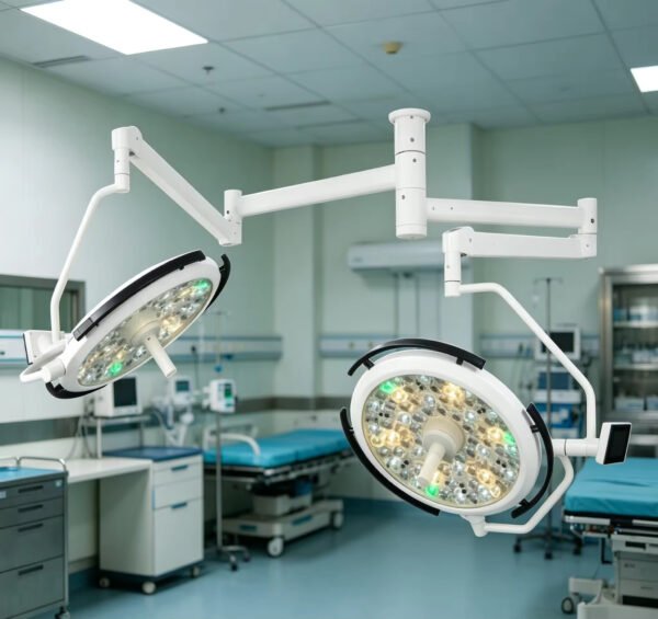 Main-01 SR-H6D Ceiling Dual 660mm Round LED Surgical Lamp Adjustable CRI Color Temp Operating Light