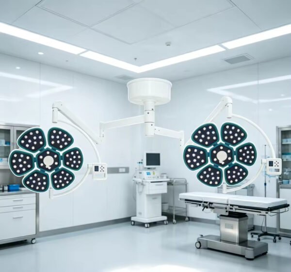 Main-02 SRC-H6+6 Ceiling Double Head LED Operating Lamp Adjustable Brightness Color Temp Hospital Shadowless Surgical Light