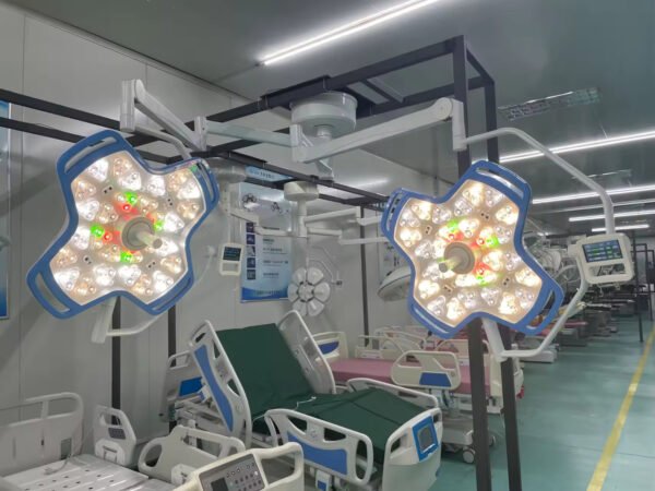 YDE700/700 Ceiling Dual Cross LED Surgical Lamp Electronic Focus Adjustable Color Temp Hospital Operating Light