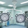 SR900+800D Ceiling Dual Round LED Operating Light 20-Step Auto Dimming Hospital Surgical Lamp
