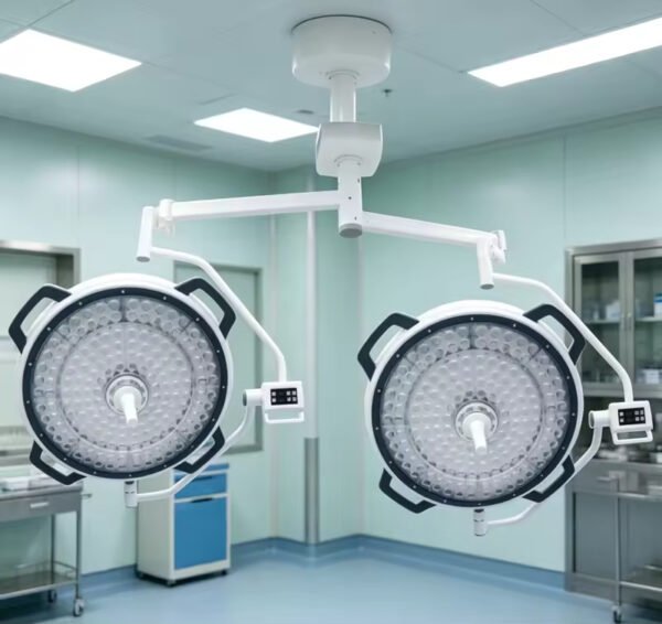 SR900+800D Ceiling Dual Round LED Operating Light 20-Step Auto Dimming Hospital Surgical Lamp