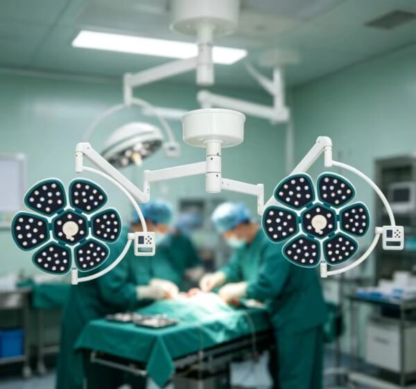 Main-03 SRC-H6+6 Ceiling Double Head LED Operating Lamp Adjustable Brightness Color Temp Hospital Shadowless Surgical Light