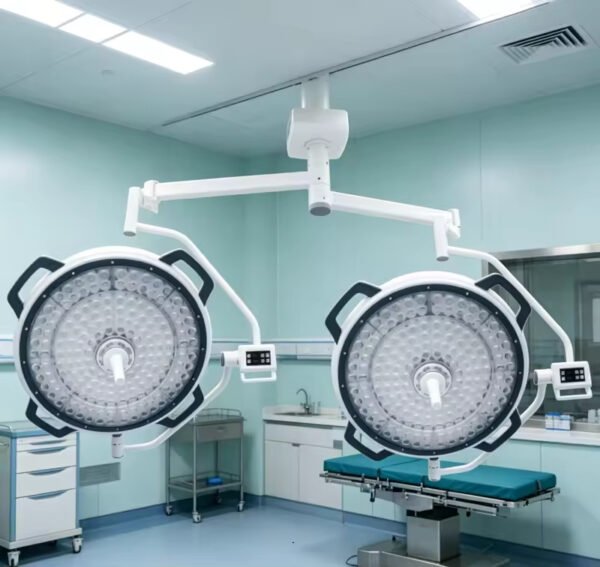 SR900+800D Ceiling Dual Round LED Operating Light 20-Step Auto Dimming Hospital Surgical Lamp