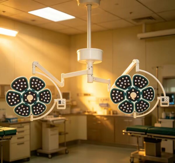 Main-04 SRC-H6+6 Ceiling Double Head LED Operating Lamp Adjustable Brightness Color Temp Hospital Shadowless Surgical Light