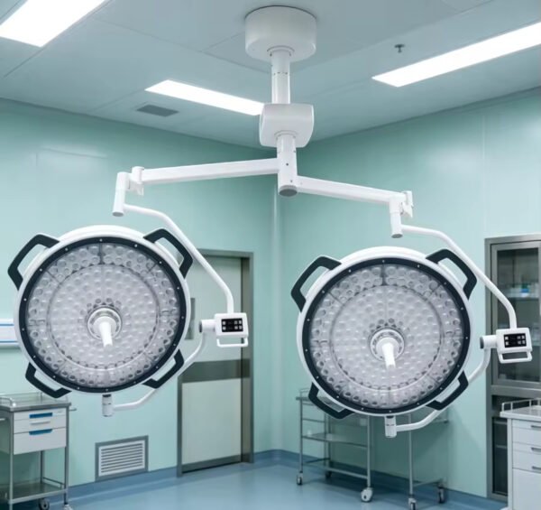 SR900+800D Ceiling Dual Round LED Operating Light 20-Step Auto Dimming Hospital Surgical Lamp