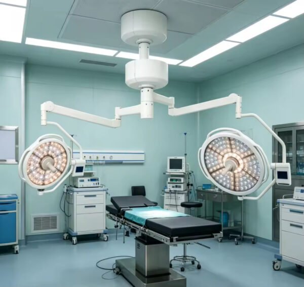 Main-04 SR-H8D Ceiling Mount 700+500mm Dual Head LED Surgical Light Adjustable CRI & Color Temperature Operating Lamp