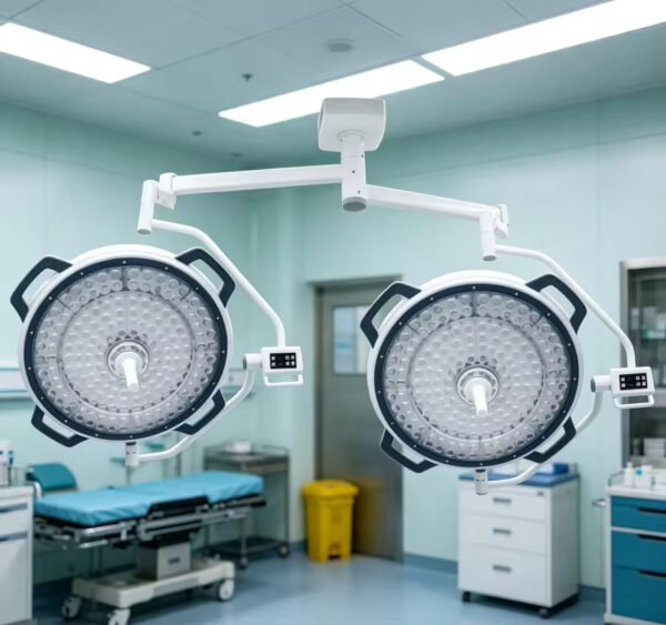 SR900+800D Ceiling Dual Round LED Operating Light 20-Step Auto Dimming Hospital Surgical Lamp