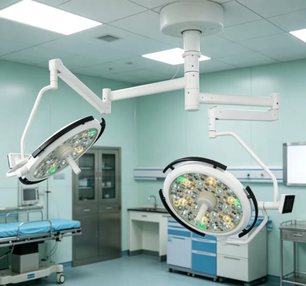 Main-05 SR-H6D Ceiling Dual 660mm Round LED Surgical Lamp Adjustable CRI Color Temp Operating Light