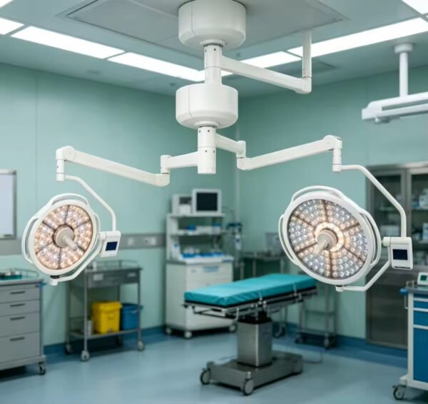 Main-06 SR-H8D Ceiling Mount 700+500mm Dual Head LED Surgical Light Adjustable CRI & Color Temperature Operating Lamp