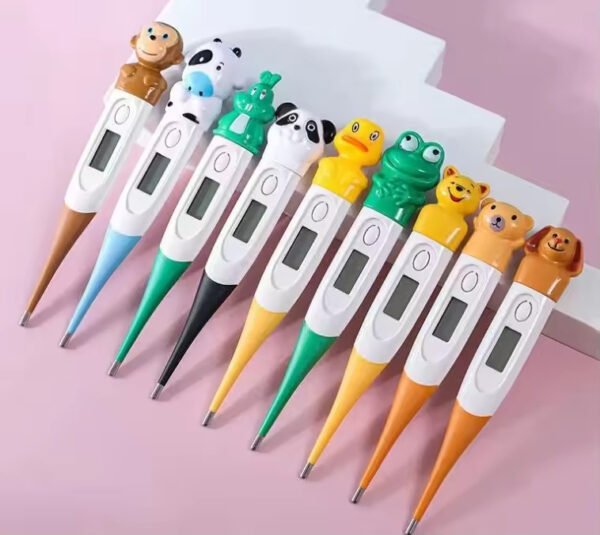 KH-102 Cartoon Cow and Monkey Animal Head Design Soft-Tip Electronic Digital Thermometer for Children and Infants English Version