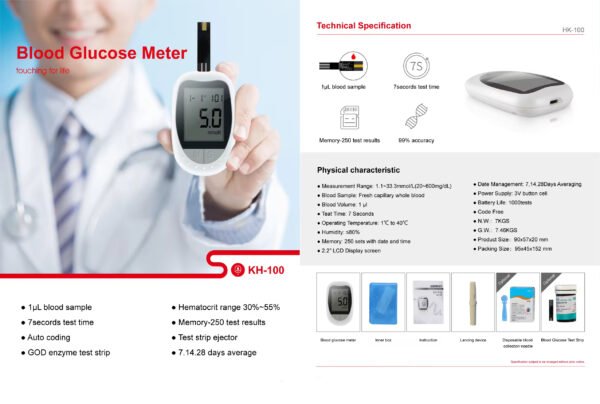 Main-02 HK-100 Blood Glucose Meter Household Blood Glucometer Check Blood Sugar Test Machine Blood Glucose Meter