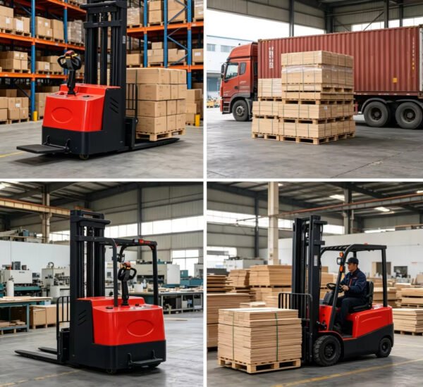 Main-04 SR-CC08 2t Full Electric Stacker Small Lithium Battery Powered Container Walkie Straddle Stacker Forklift