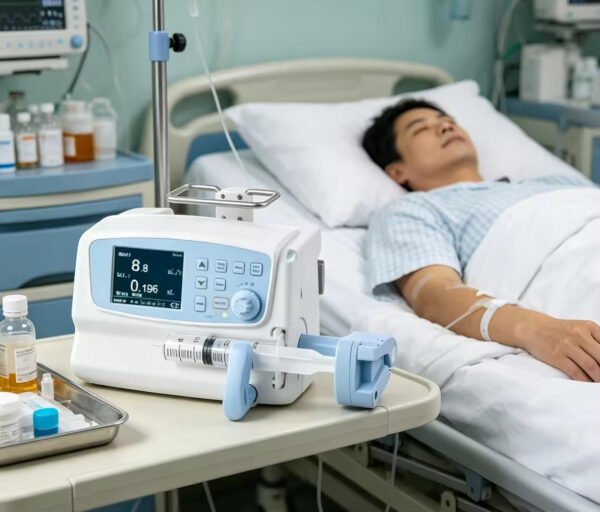 Main-06 SL-605T High Precision Syringe Pump 0.01 Ml/h Flow Control Drug Library 50000 Event Log Stackable Docking Station for ICU Infusion