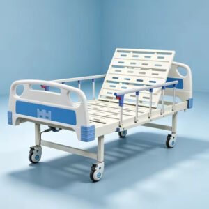 Main-01 C-04 Single Crank Bed Manual Hospital ABS Bed with Guardrail Mute Wheel Furniture Flat Bed