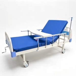 Main-01 C-05 Single Crank Bed Manual Hospital ABS Bed with Guardrail Mattress Dining Table Infusion Rack Silent Wheel Furniture Bed