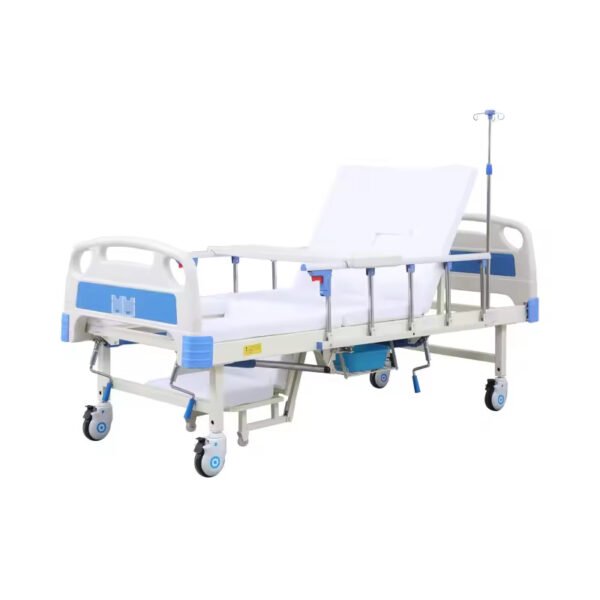 Main-02 F-501 5 Cranks Bed Half Bending Nursing Hospital Bed Turning Crank Nursing Bed ICU Patient Hospital Bed Toilet Potty Hole Care Bed