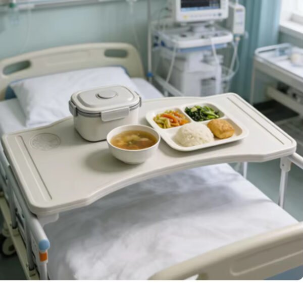 SP-04 Over-bed Table Medical Dining Table Board Metal ABS Plastic Material for Hospital Bed Use